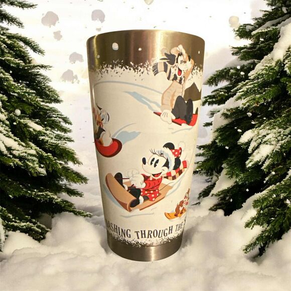 Disney  Dashing Through The Snow Stainless Steel Tumbler Mickey & Friends - Picture 1 of 8